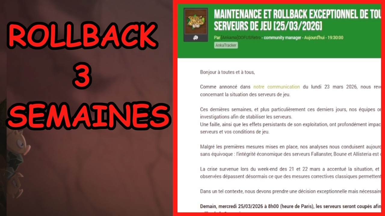 3 SEMAINES DE ROLLBACK DU JAMAIS VU - DOFUS RETRO
