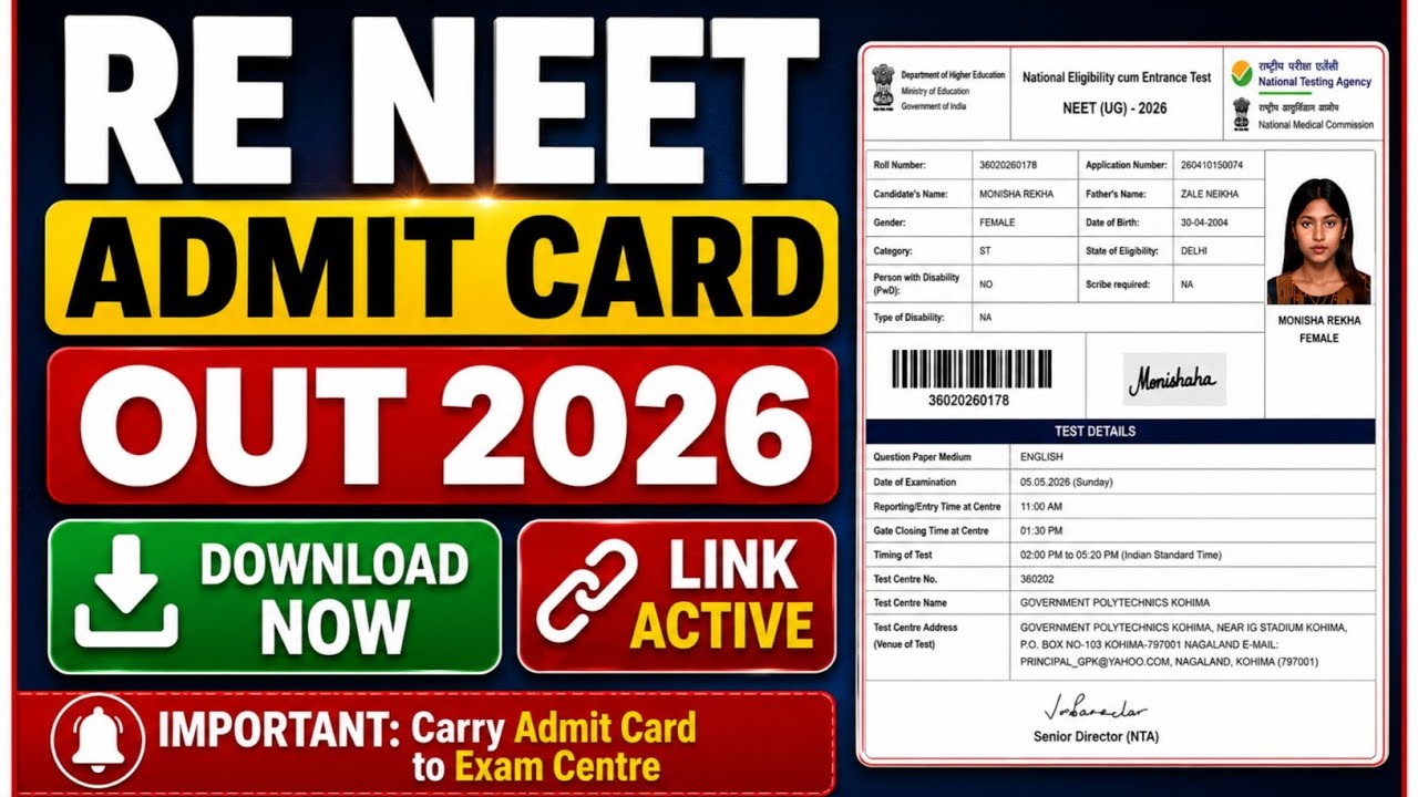 RE-NEET Admit Card 2026 ✅ RE NEET Admit Card 2026 Kaise Download Kare 🔥RE - NEET Admit Card 2026
