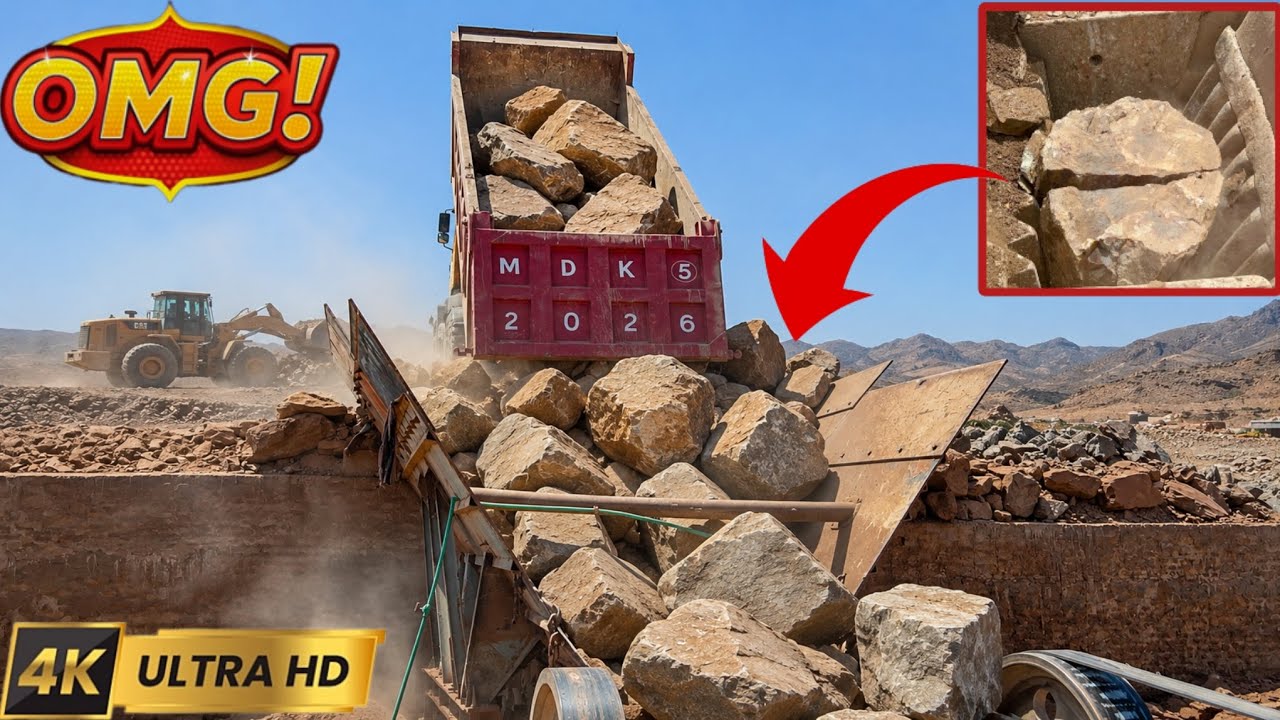 PLAYING with GIANT Rocks.ASMRRock Quarry CRUSHINGOperations Primary Jaw Crusher in action 