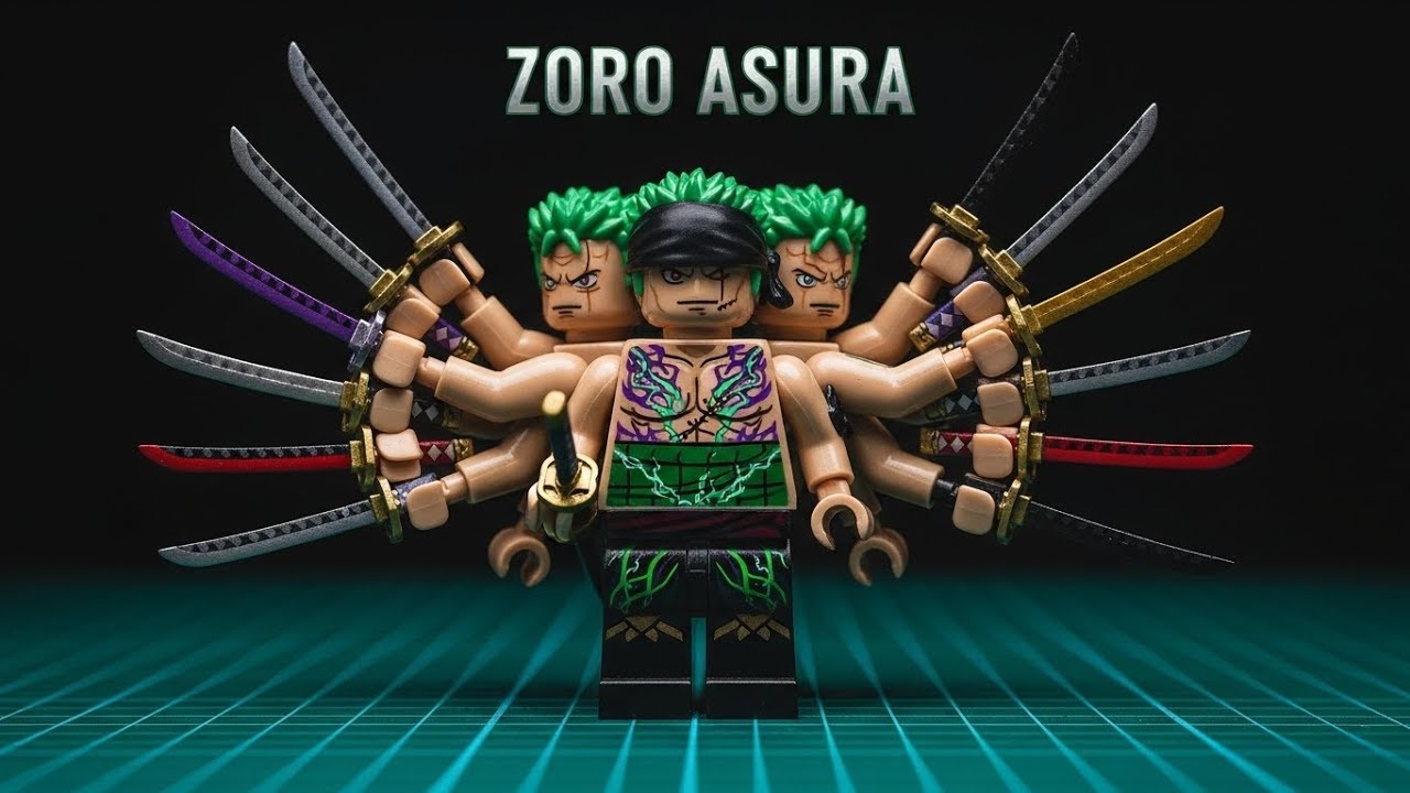Кастомный LEGO Ророноа Зоро форма АСУРА! ⚔️ Минифигурка One Piece 9 мечей