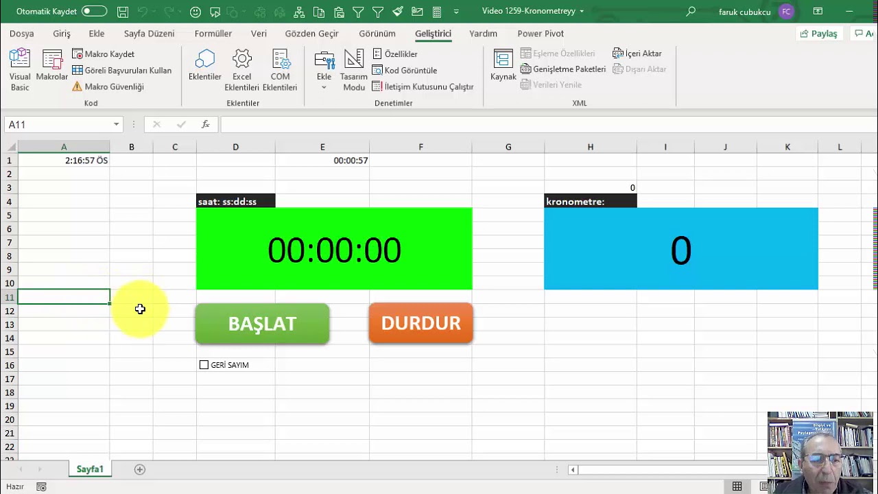 Excel VBA Kronometre