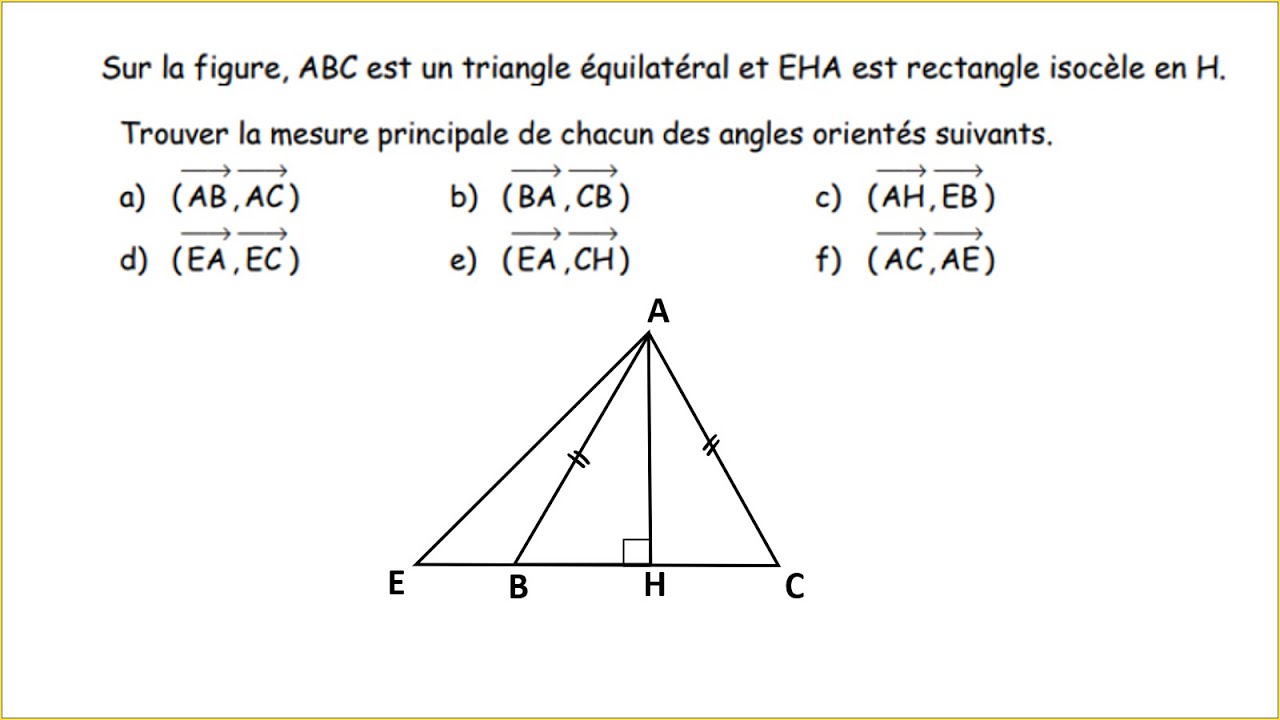 Exercice 2: déterminer la mesure principale d'un angle orienté - Calcul trigonométrique - TCSF