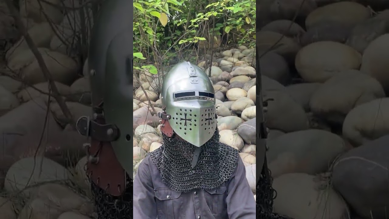 Medieval Crusader Helmet &ndash; Medieval Roa Bascinet Helmet with Chainmail #helmet #halloween