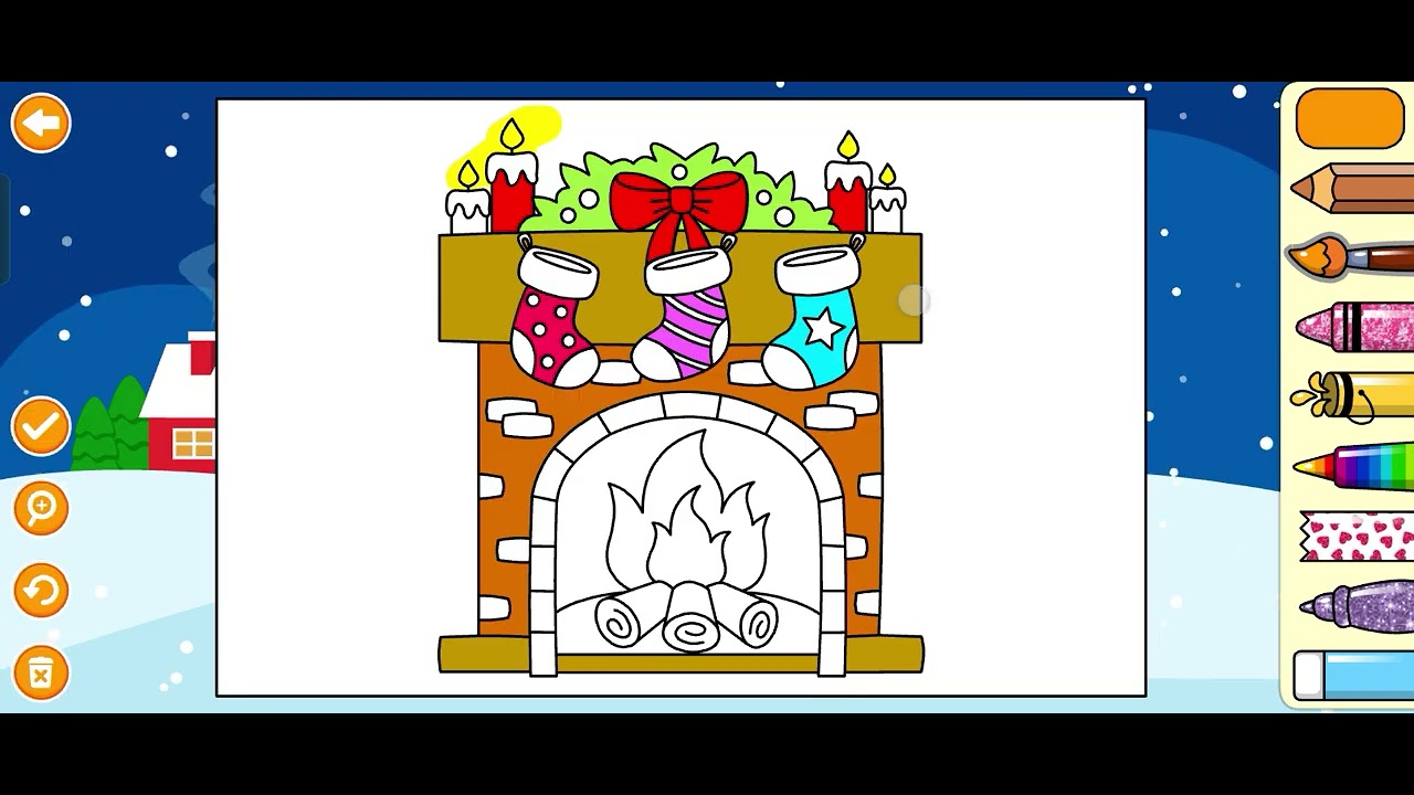 Coloring socks hanging near the fireplace | learn to color for toddlers easily #fyp #fypage 