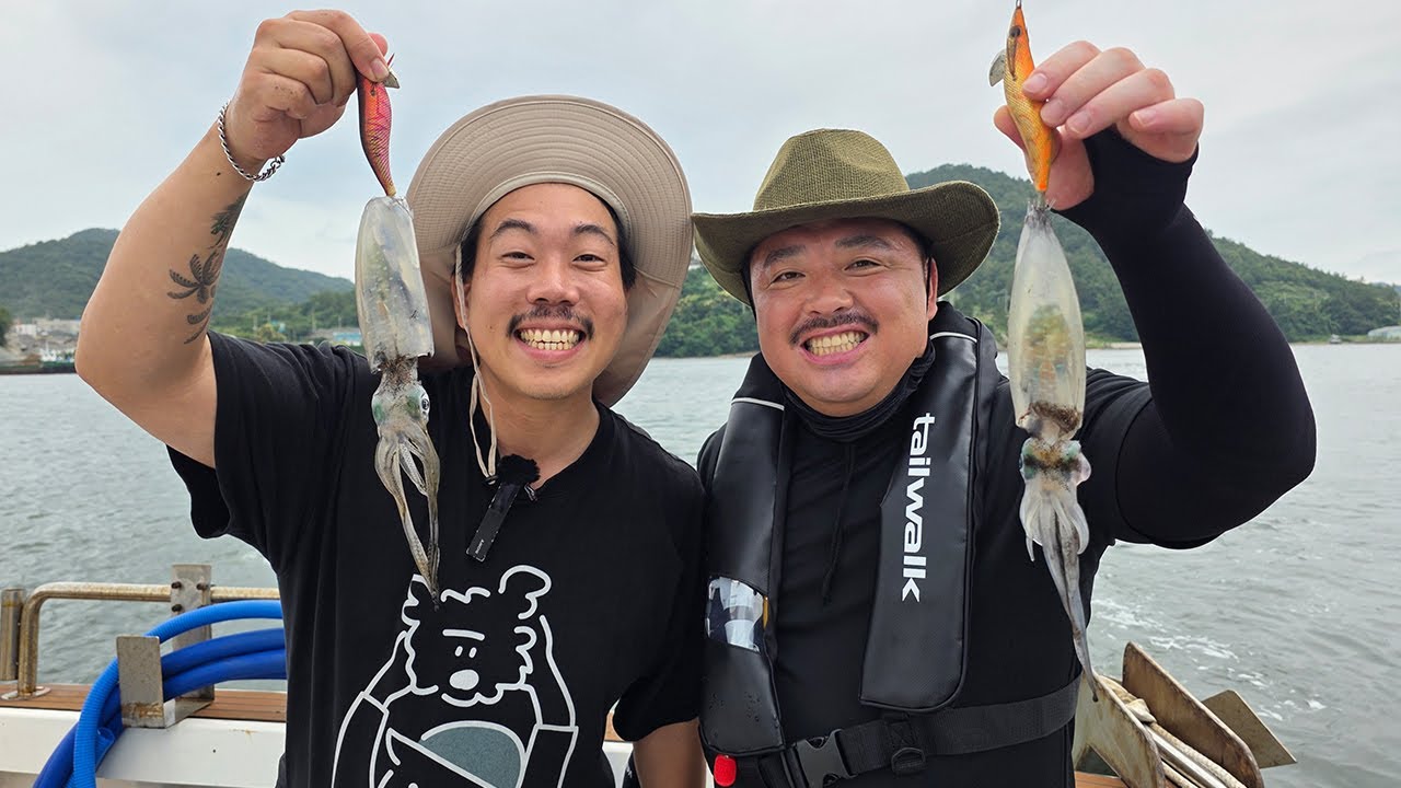 남캠 둘이 최고급 오징어를 잡아서 햄버거로 만들어 먹어보자!