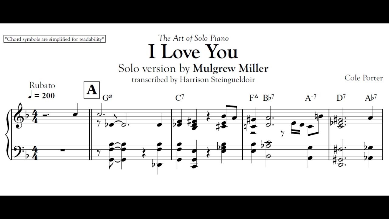 I Love You - Mulgrew Miller transcription