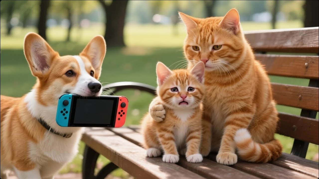 Kitten Loses Her Nintendo Switch and Won't Stop Crying, Mama Cat and Puppy Help Her Find It ❤️🐾