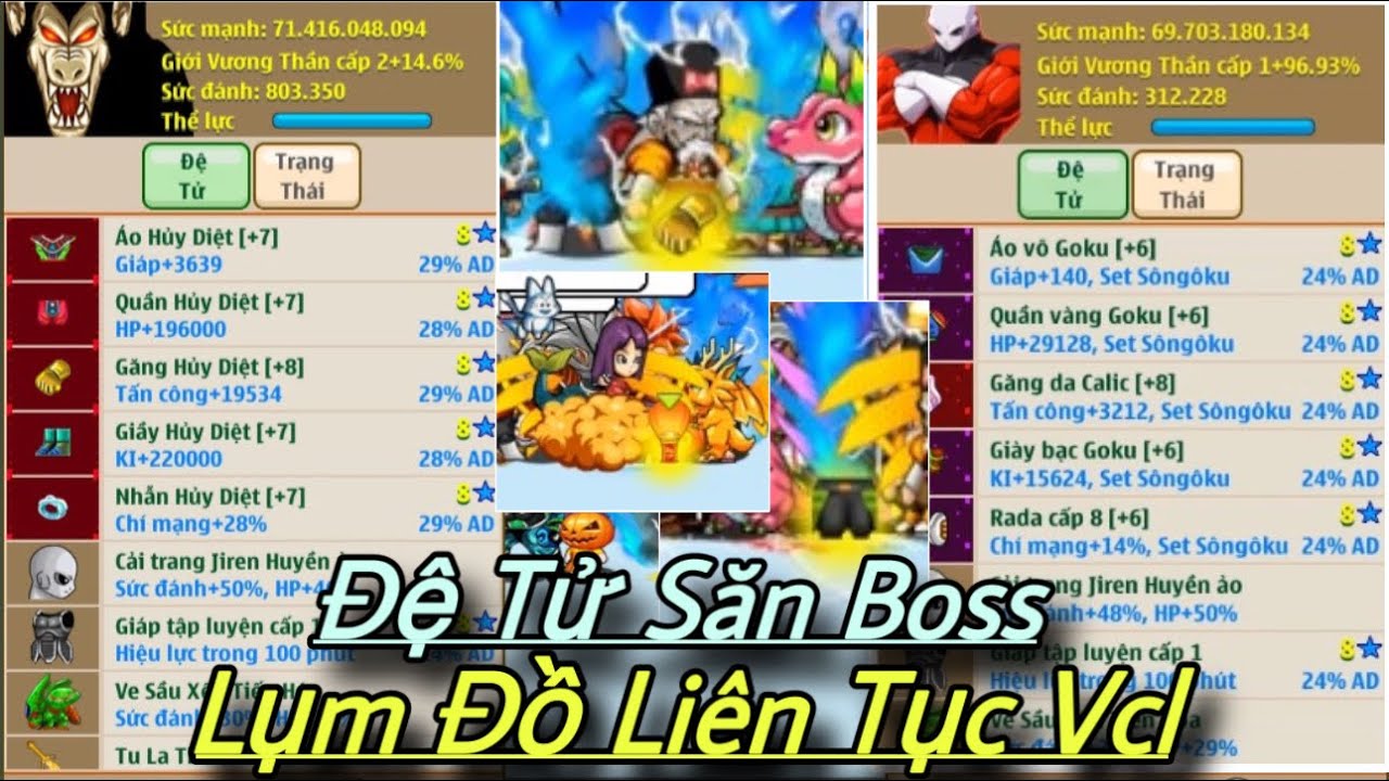 Hồi Sinh Ngọc Rồng - mang đệ tử sét songoku 8sao đi săn boss Huyền Ảo húp no đồ THẦN LINH