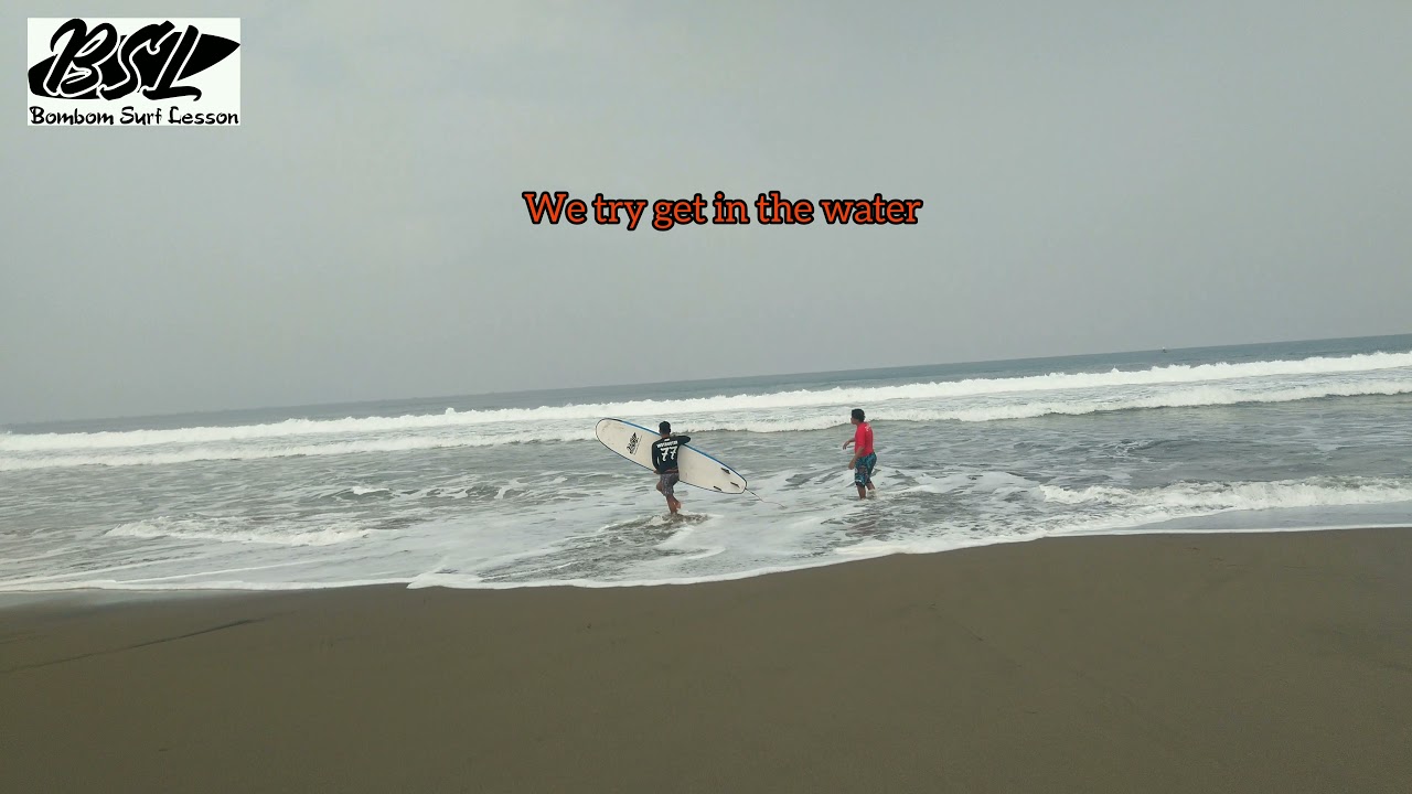Surf lesson in sunset beach karangpapak West Java Indonesia