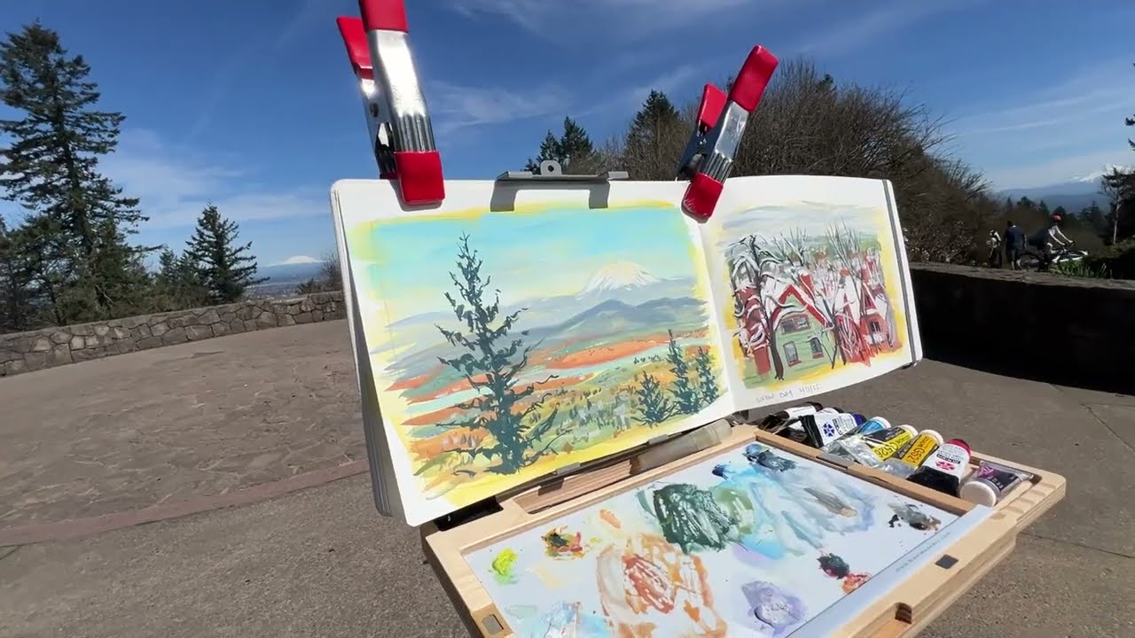 A Day Painting with a Plein Air Easel: Gouache Landscapes