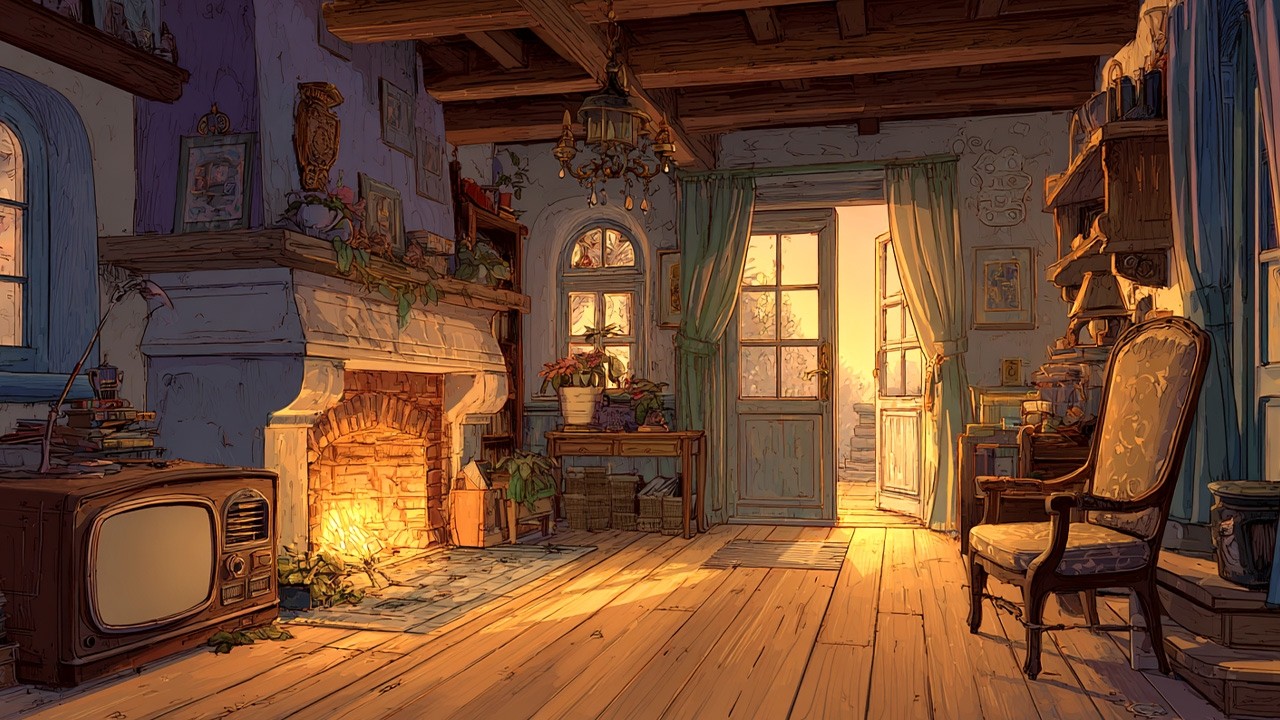 Warm Sunset in a Vintage Living Room | Disney Oldies in Another Room | Relax, Sleep & Study