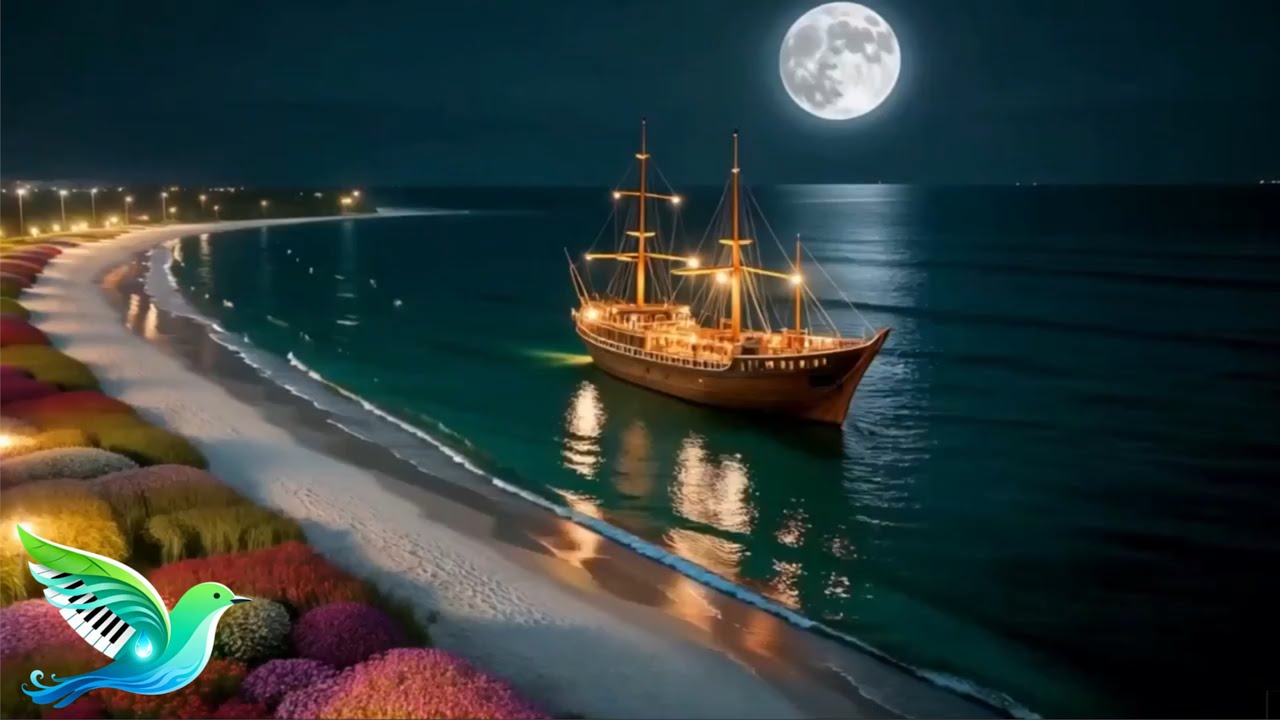 Relaxing Piano Music with Evening Ocean Sounds 🌙 providing Deep Healing, Calm Thoughts and Gentle
