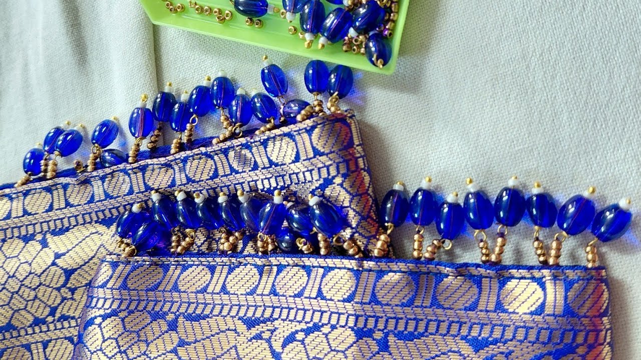 How to Stitch Hanging Beads for Blouse sleeves||Normal 🪡 