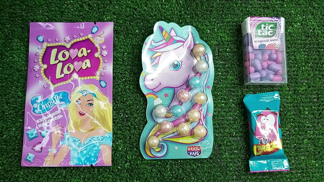 Explosive caramel with rhinestones, unicorn candies, Tiktak - ASMR unboxing of sweets 😋