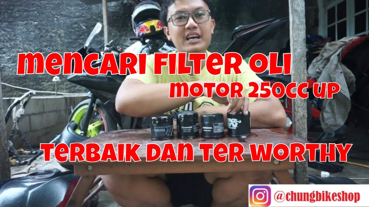 perbandingan filter oli motor 250cc up yamaha kawasaki honda dan K&N