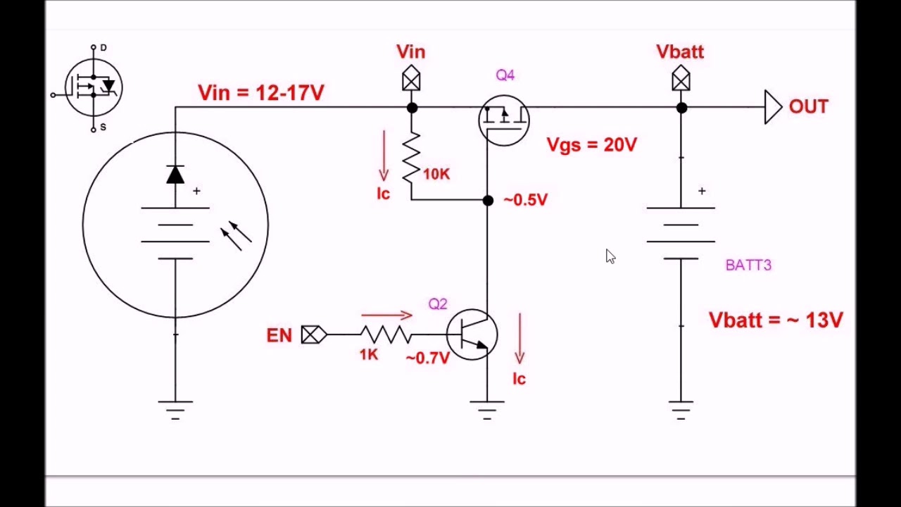 Solar Panel Battery Charge Controller Switching Circuit