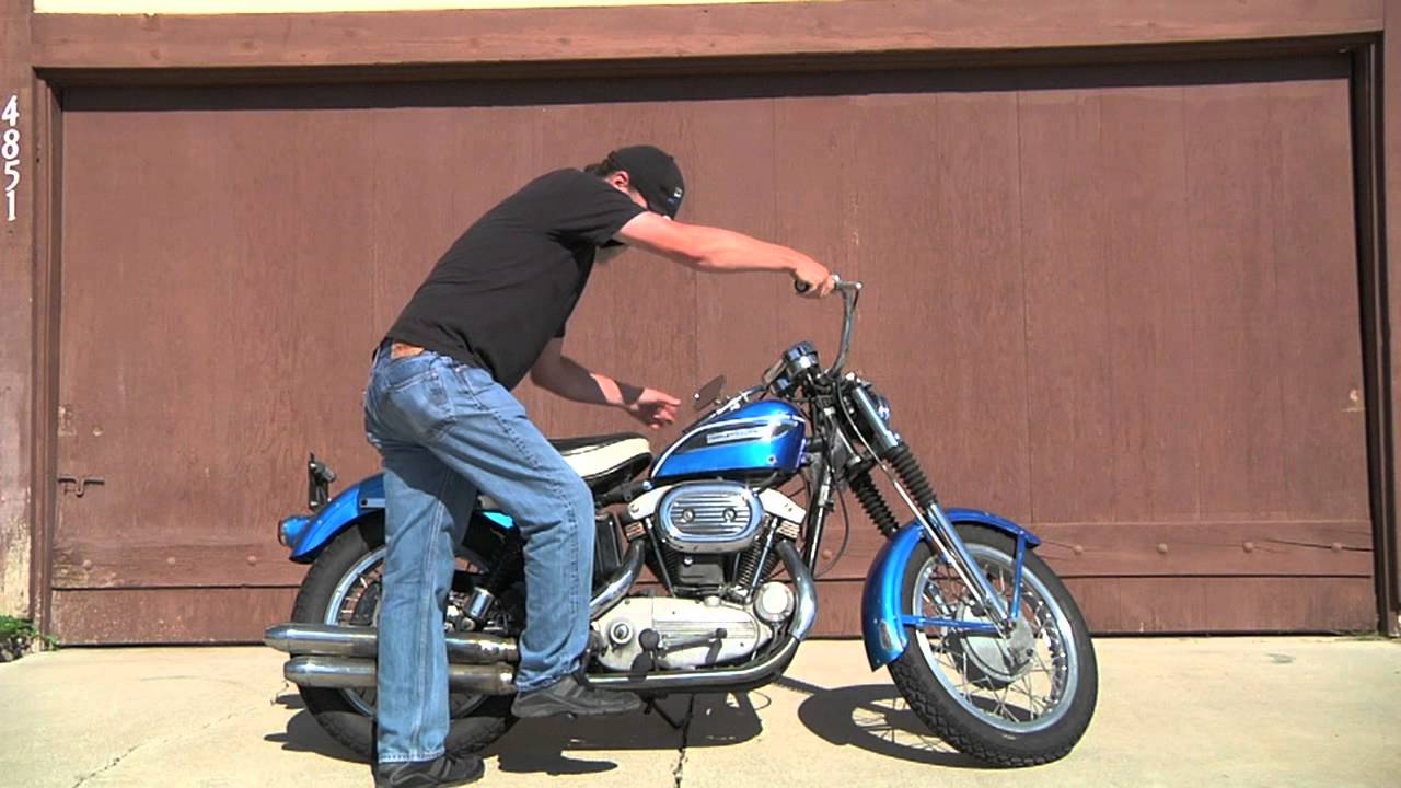 Motorcycle Kick Start Demonstration: 1969 Harley-Davidson XLCH Sportster