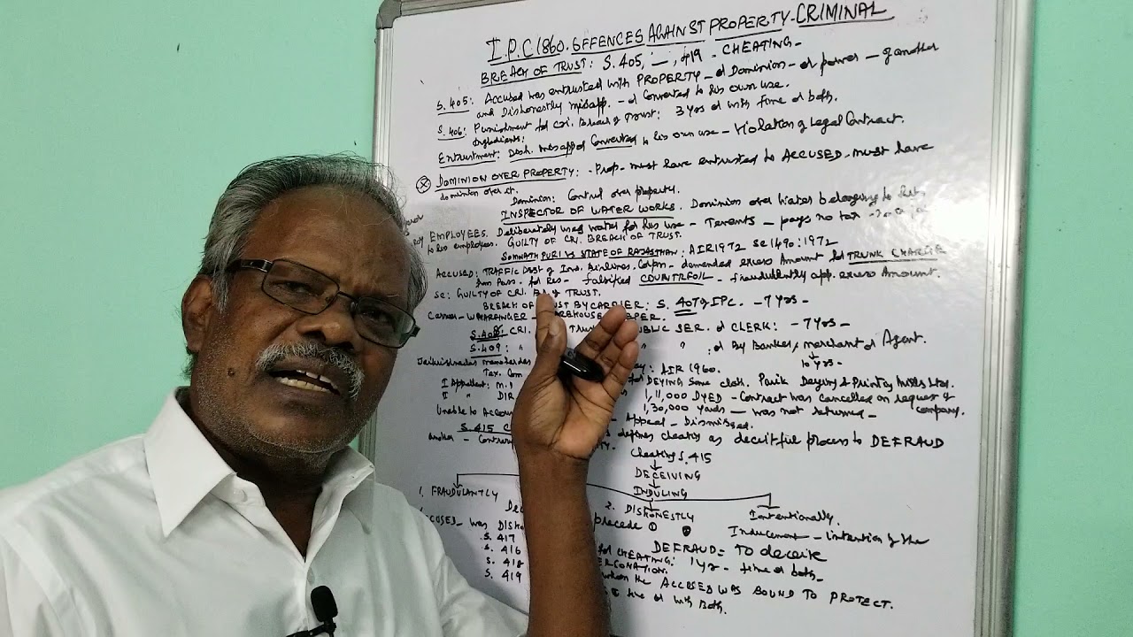 IPC.1860offences against property.. Criminal breach of Trust and Cheating S.404 to 419