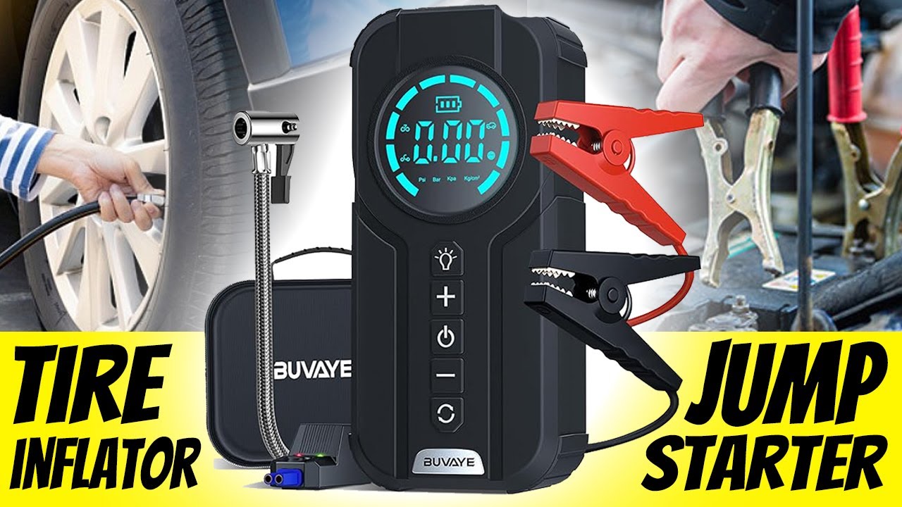Great Gift - 4-in-1 Cordless Tire Inflator, Jump Starter, Light, Charger 🎁🎁🎁