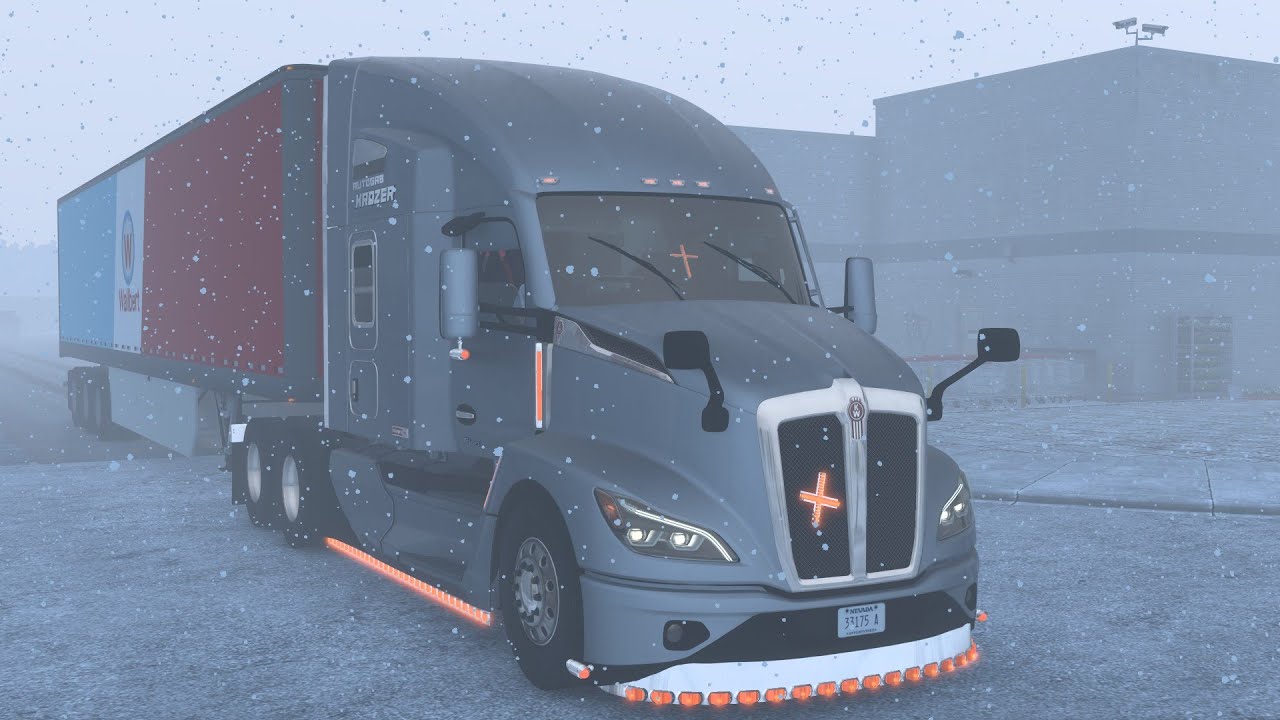 Heavy Snowfall | Kenworth T680 | Redding To Stockton | American Truck Simulator 1.57