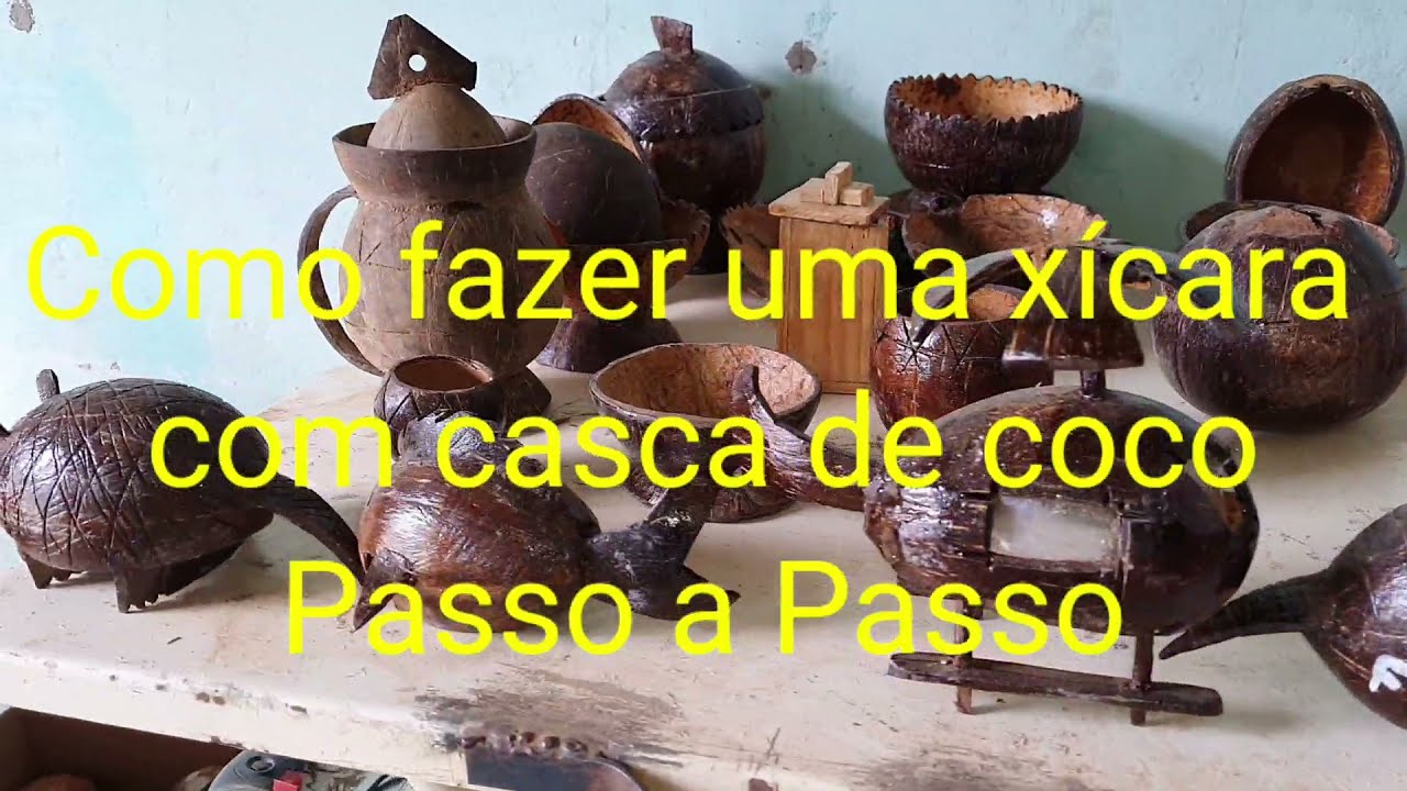 Como Fazer uma xícara com casca de coco Aula Tutorial