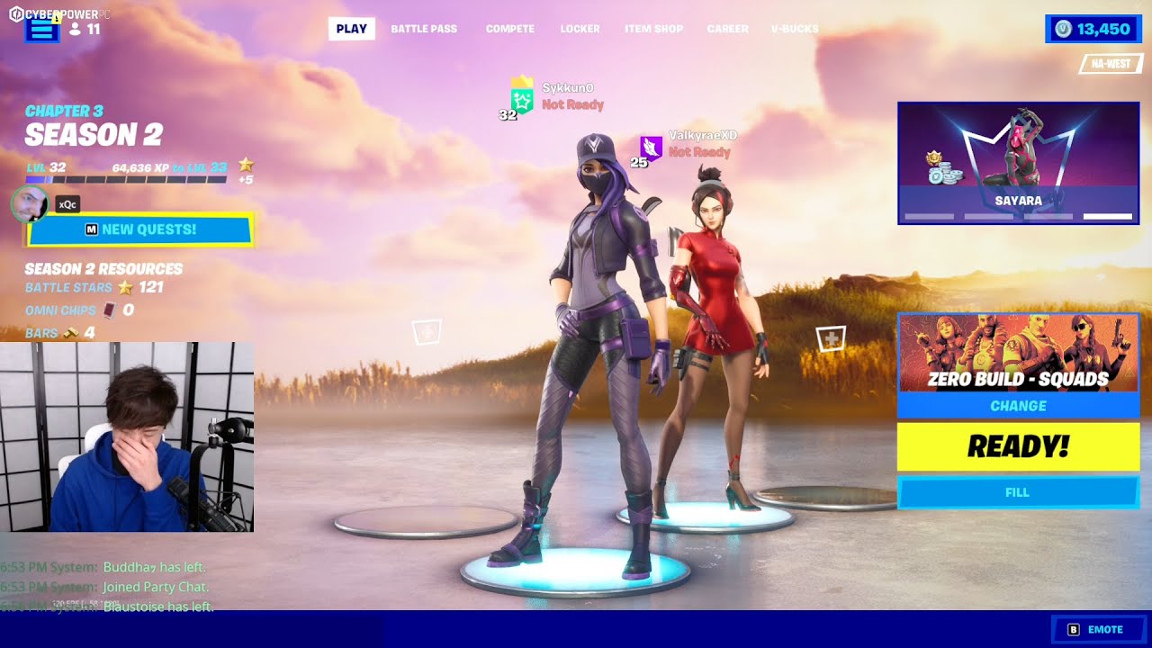 Sykkuno plays Fortnite with xQc , Valkyrae and Rated