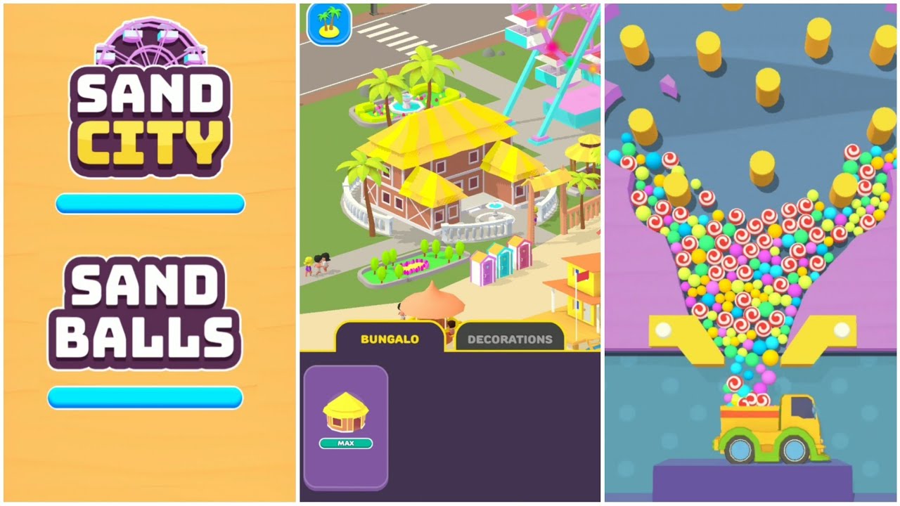 SAND BALLS - ALL LEVELS 1045 GAMEPLAY | SAND CITY MAX UPGRADES | UNLOCKED NEW CAR | LORRY |