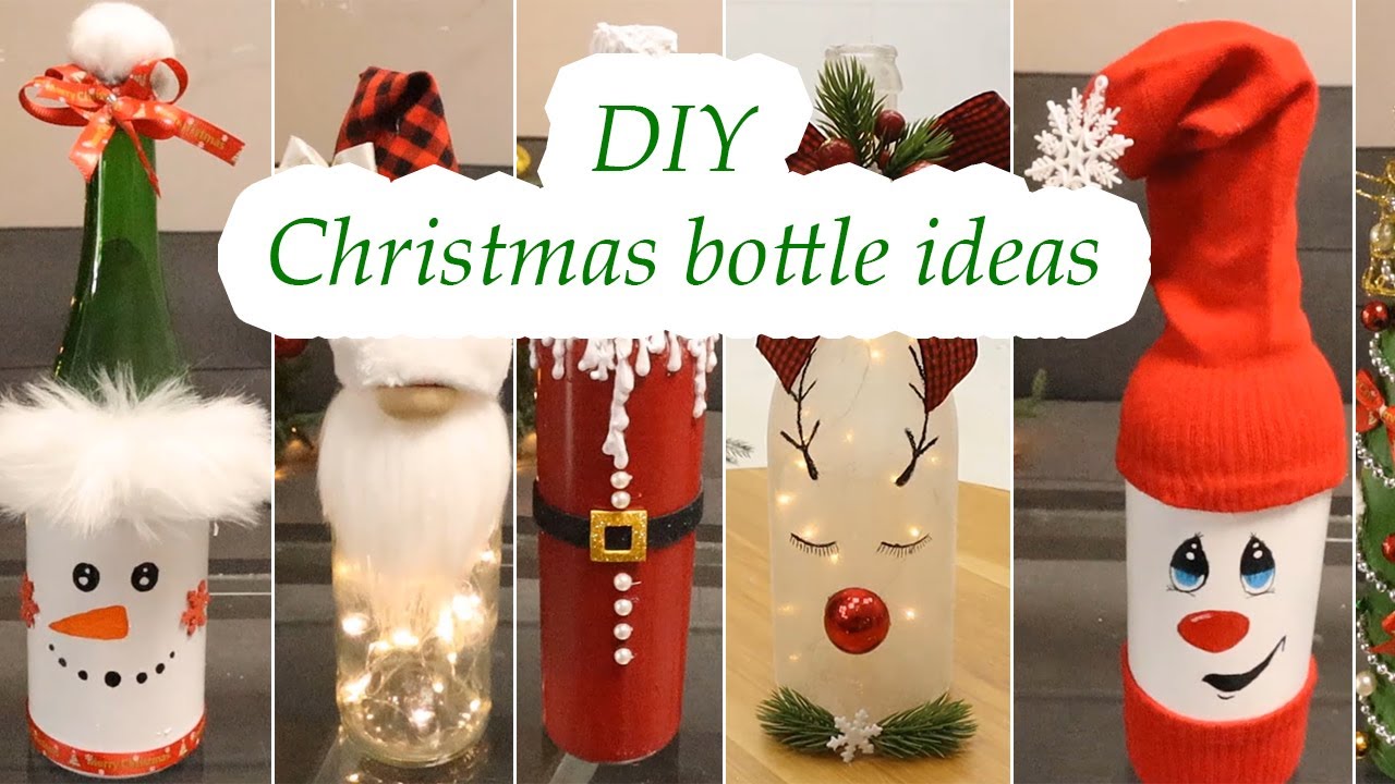 Easy DIY Christmas bottle decor / 10 DIY holiday bottle decorations