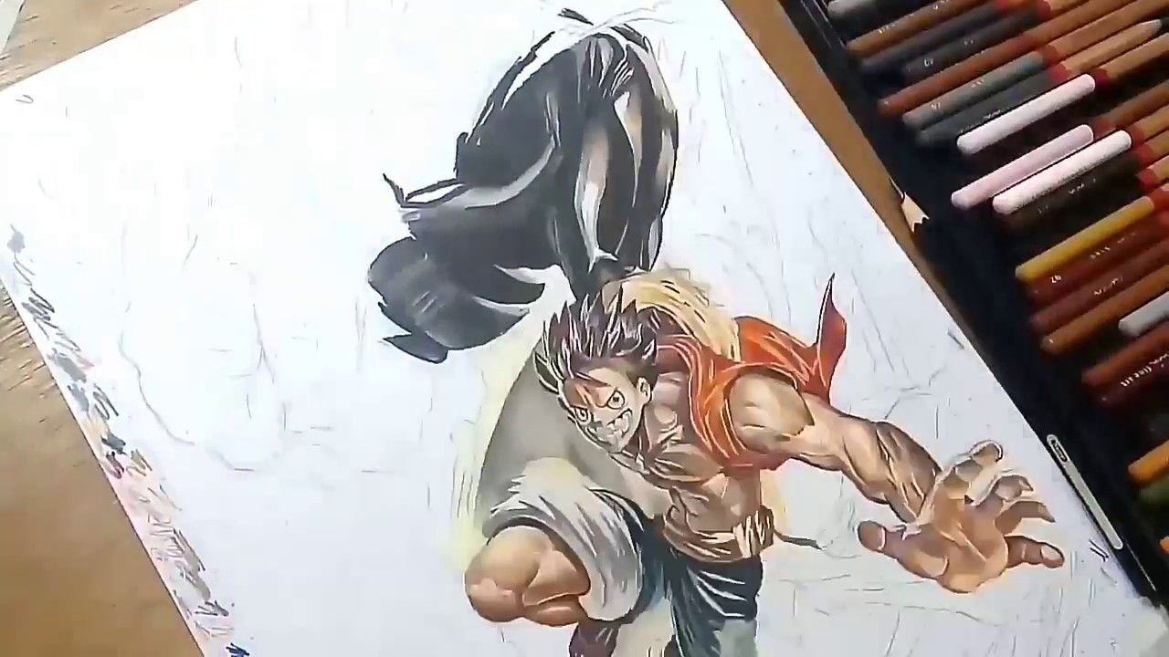 Drawing Luffy gear 3 (Marco Renoir Colored Pencil Drawing) Time lapse // SPEED DRAWING