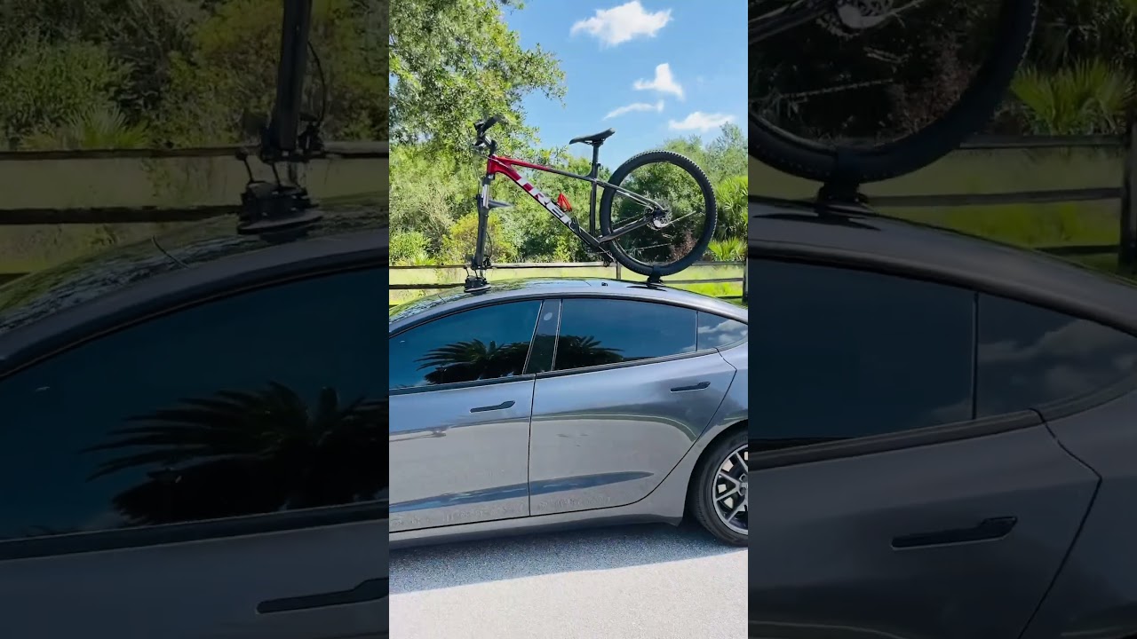 Rockbros suction cup Bike Rack on Tesla Model 3 or Y #amazonfinds #tesla #rockbros