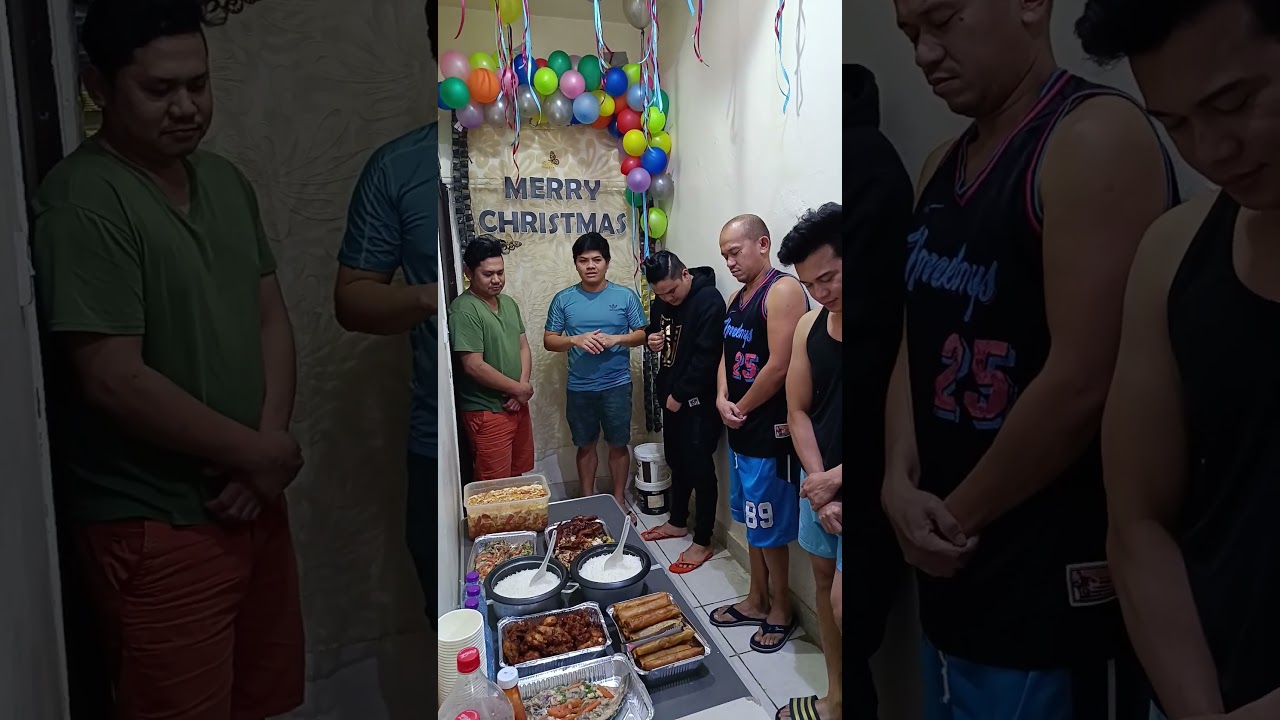 Celebrating of Christmas Pray before eating. 