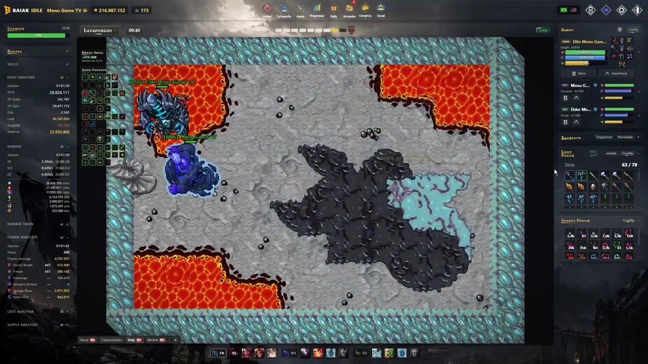 Tibia Baik Idle - HUNT Profit LAVAFUNGOS 1h / 35kk.