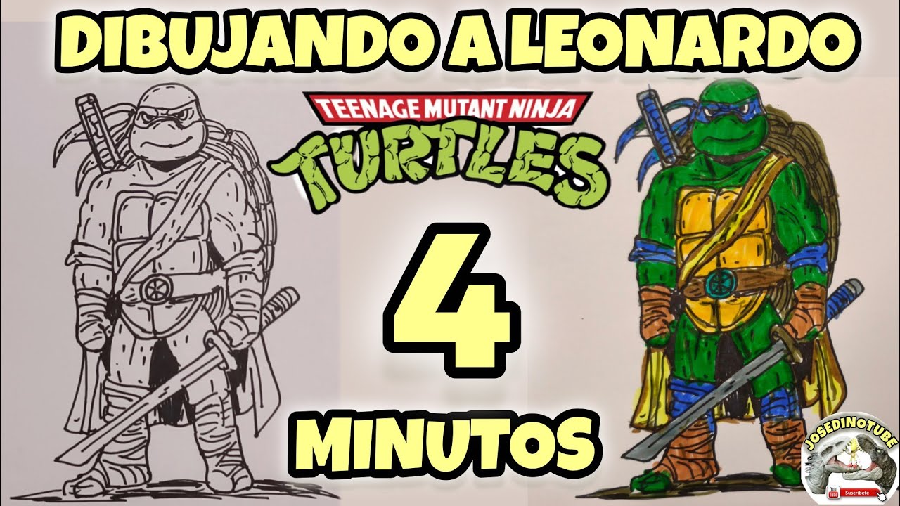 Dibujando a Leonardo ⚔️ en 4 minutos ⌛ Las Tortugas Ninja 🐢