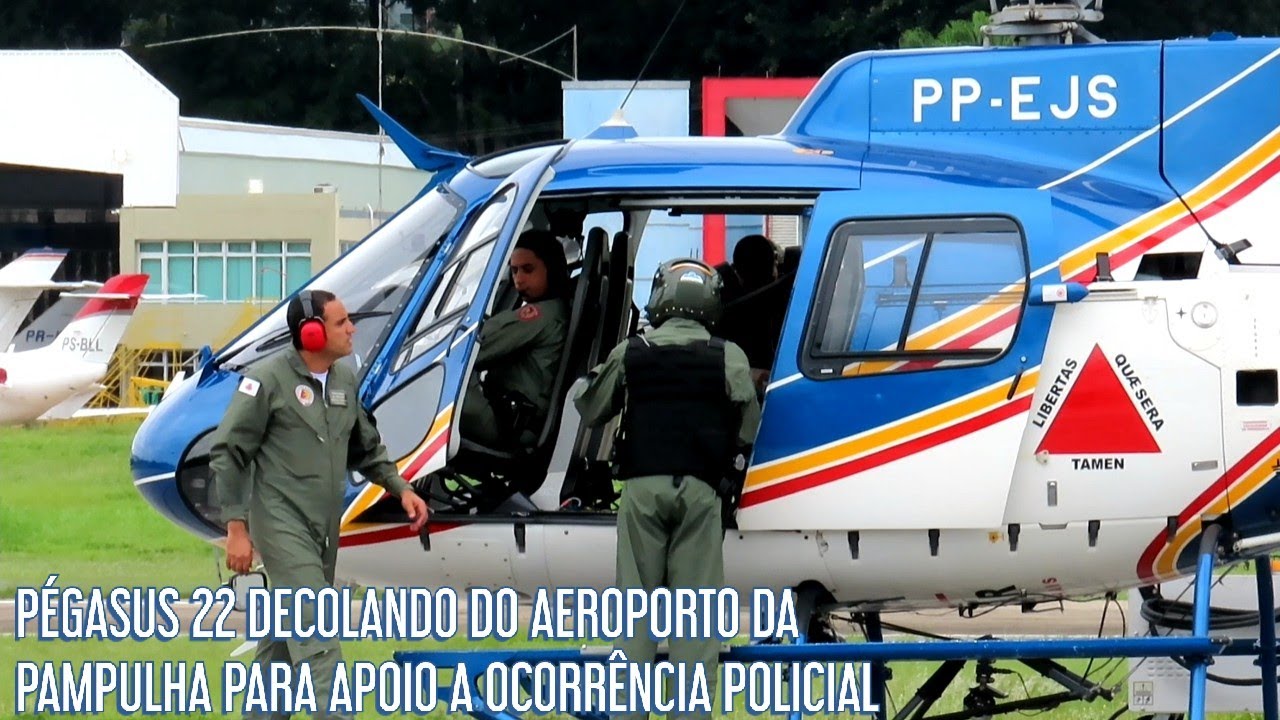 PÉGASUS 22 (PP-EJS) DA PMMG DECOLANDO DO AEROPORTO DA PAMPULHA PARA APOIO A OCORRÊNCIA POLICIAL