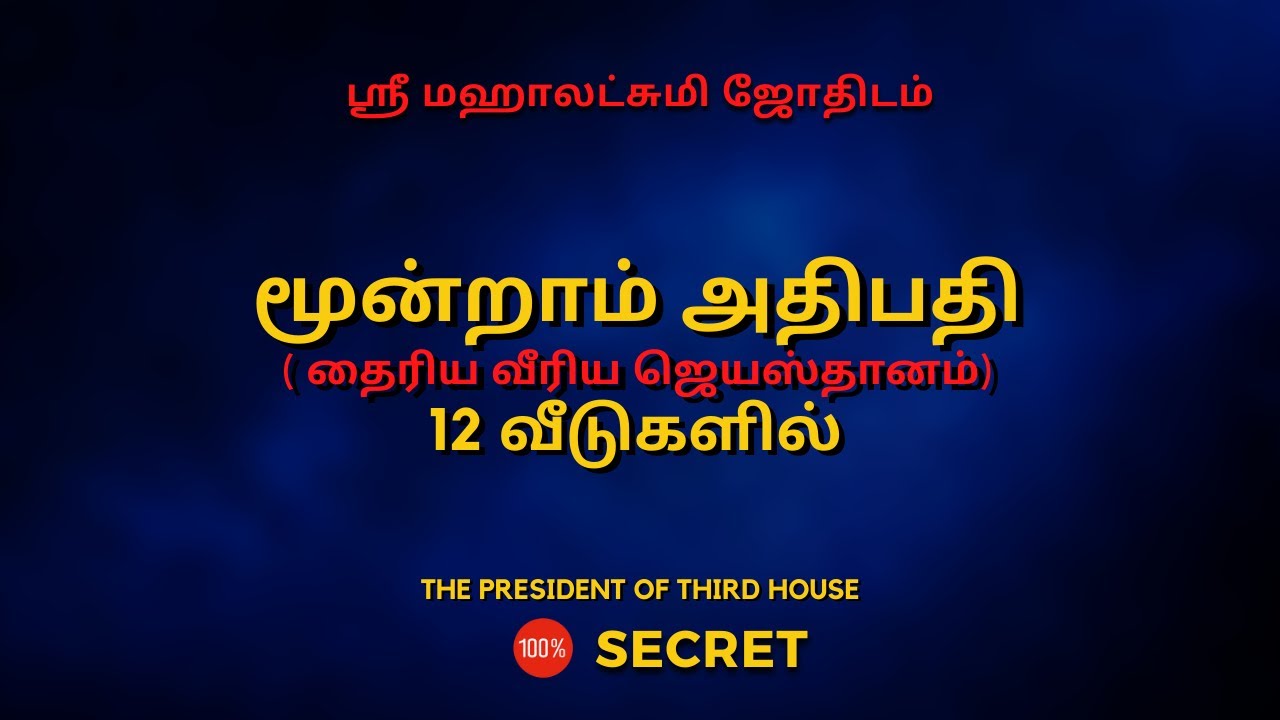 மூன்றாம் அதிபதி  - 12 வீடுகளில் | 100% Secret | Sri Mahalakshmi Jothidam | Tamil Astrology