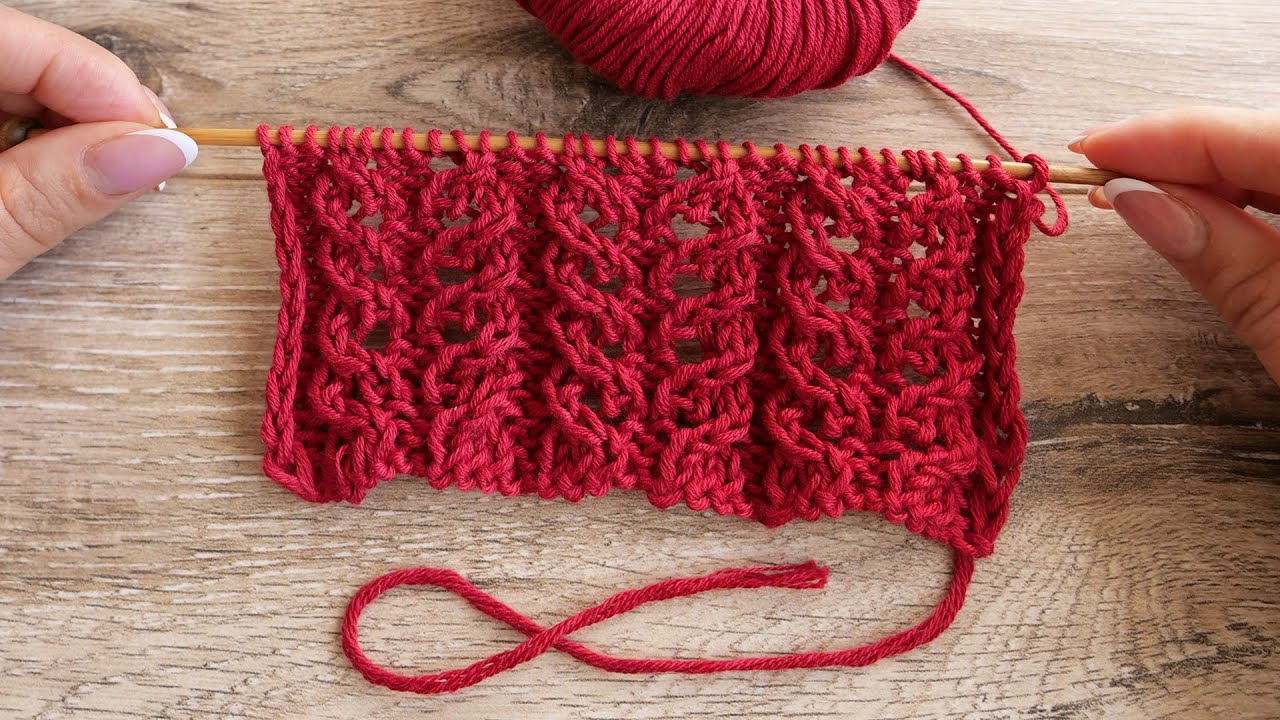 Кружевной узор спицами | Eyelet knitting pattern