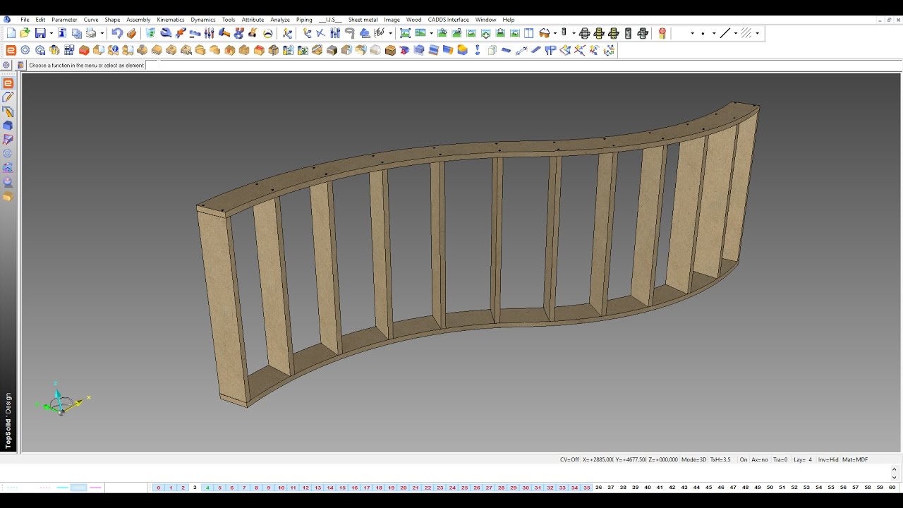 Modeling a curved frame