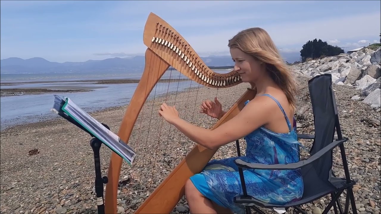 Nature Harp - 432Hz Nuvole Bianche by Ludovico Einaudi (Harp Cover, LIVE at the beach)