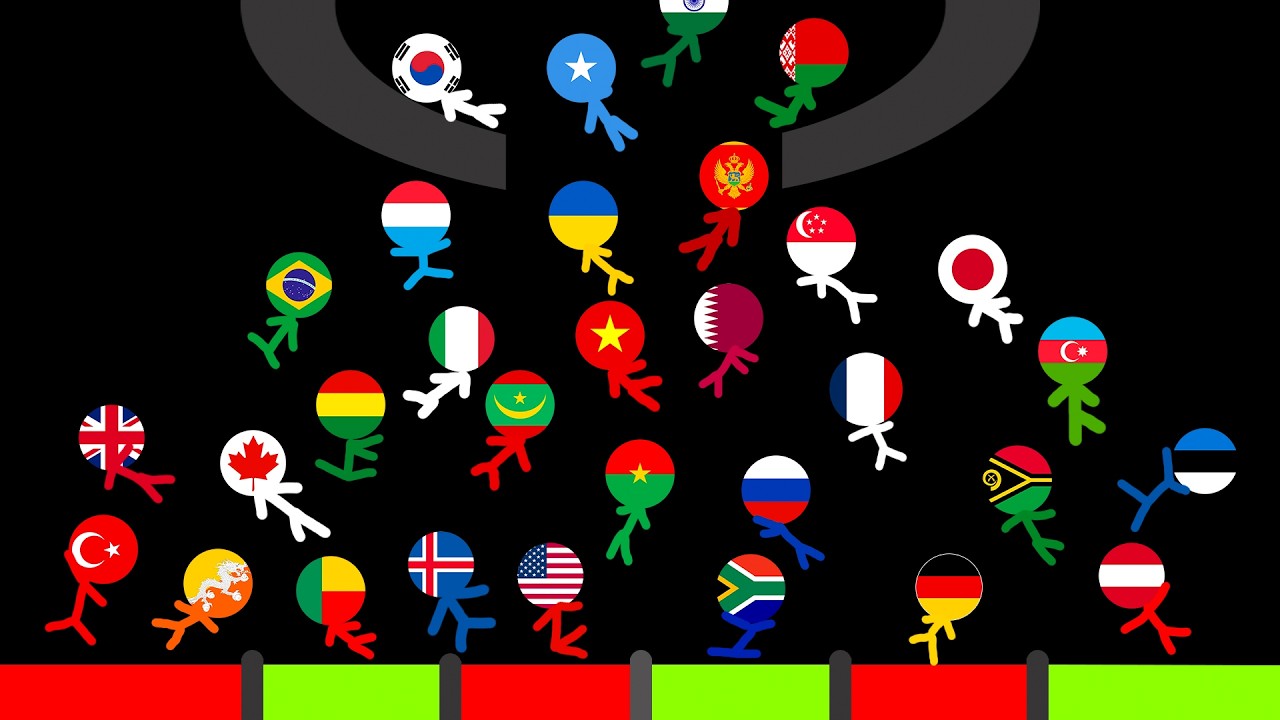 Countries Marble Race Steakman Tournament In Algodoo — Who Will Win? Round 2