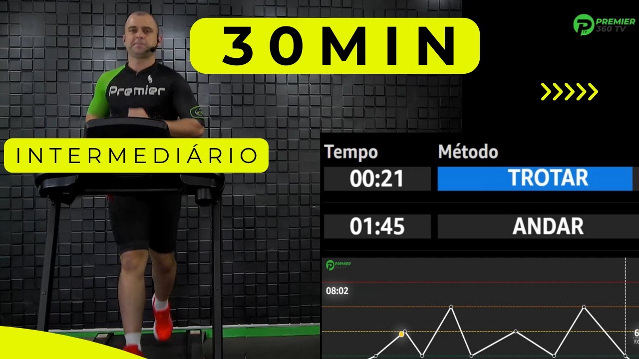 Aula de esteira nível intermediário, trotes e corridas leves - Premier 360