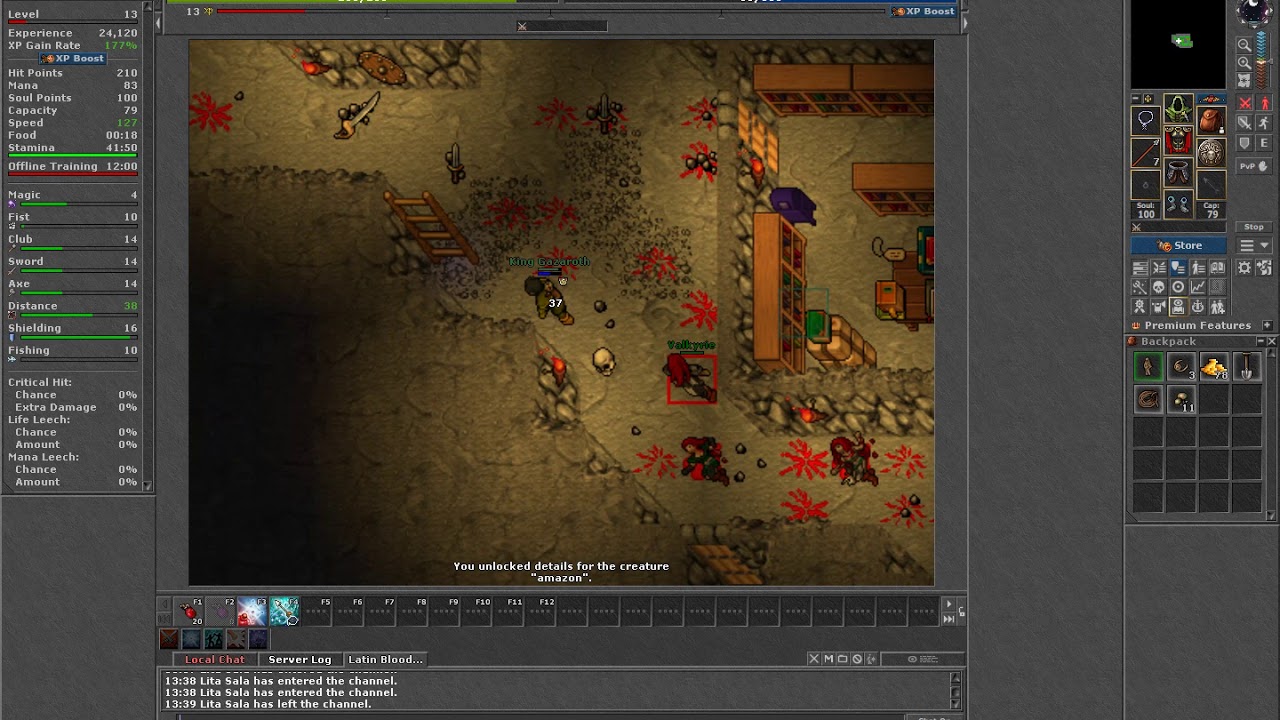 Tibia - AMAZON CAMP (VENORE) - FULL LEVEL Y PROFIT.