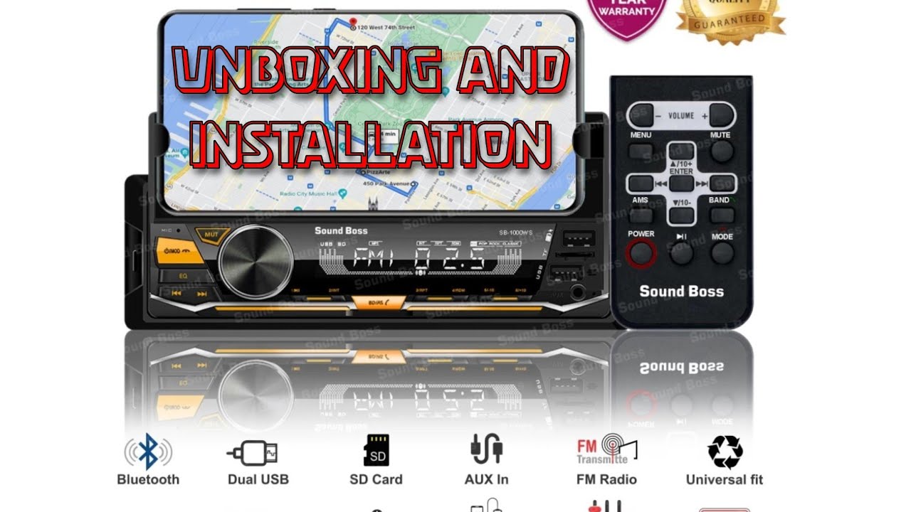Sound Boss SB 1000MS Single Din Car Stereo. Unboxing and Installation.