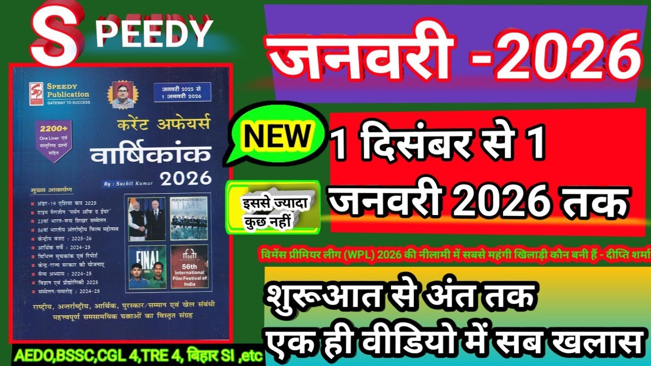 speedy december current affairs 2025 | one liner | objective question | speedy current affairs 2026