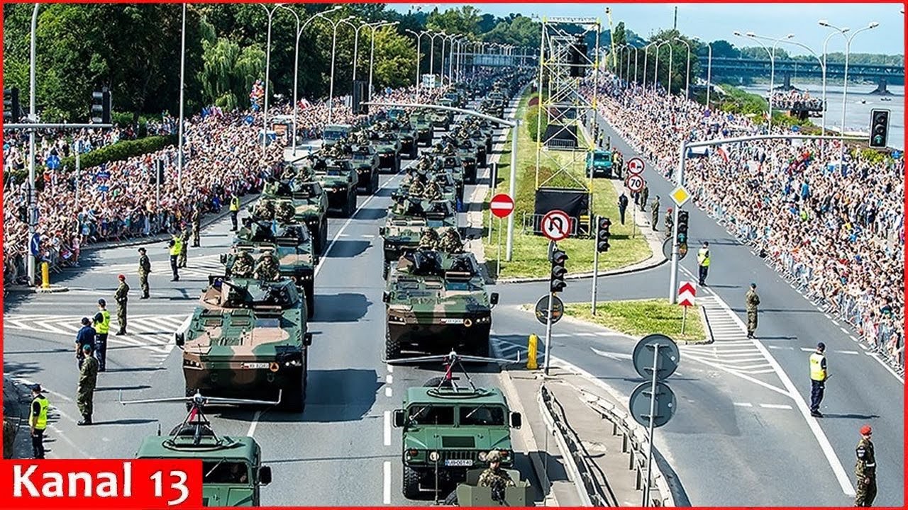 A large parade to celebrate the annual Polish Armed Forces Day in held in Warsaw