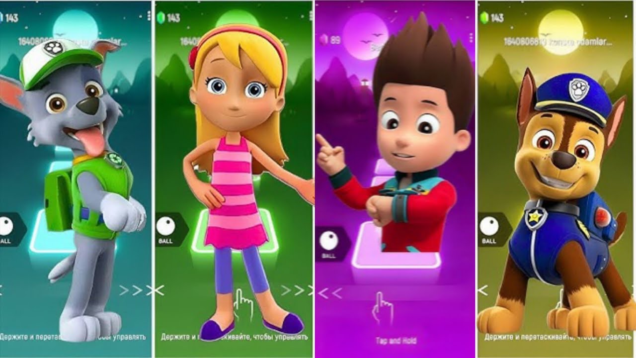 Paw Patrol Team Chase - Skye - Rubble -Rocky | Tiles Hop EDM Rush
