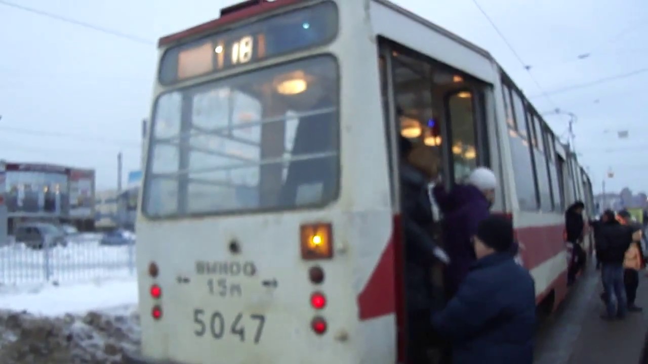 Трамвай Санкт-Петербурга 3-5: ЛВС-86К б.5047 по №18 (03.02.13)