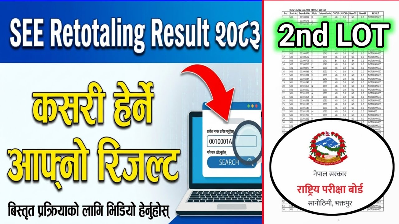 SEE Retotaling 2nd LOT Result 2083 | How to Check Your Result ||  2Nd lot see retotaling result 2083