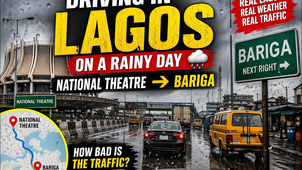 🔥🚗    . INSANE Lagos Rain Drive 🇳🇬 | National Theatre &rarr; Bariga During Heavy Downpour! Amazing 
