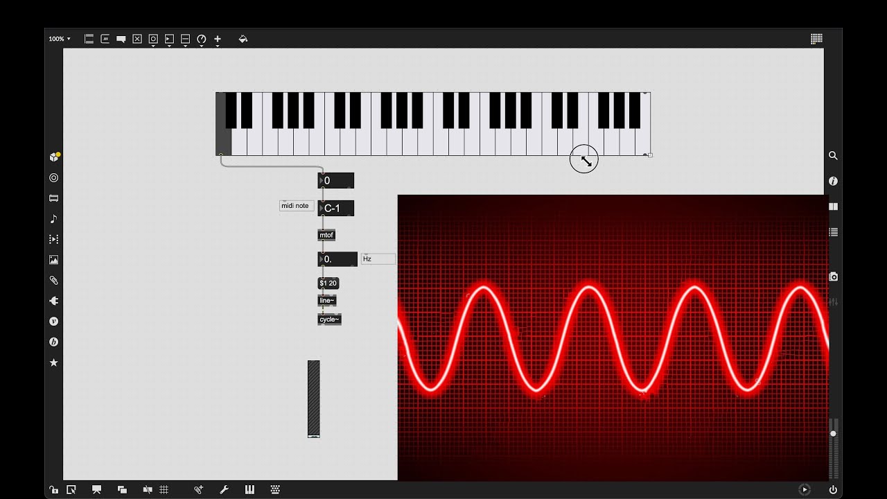 How to make an oscillator controlled by a MIDI keyboard ~ Max MSP
