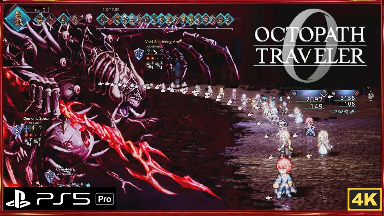 Финальный босс Octopath Traveler 0: Ор'гальдера, сборка и финальная сцена (с указанием времени).